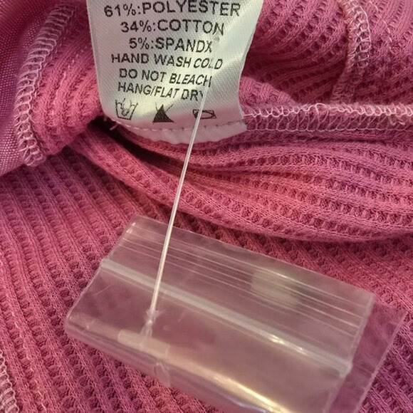 Ces Femme Fringe Waffle Knit Side Panels Shirt Womens Small Pink Denim - Picture 7 of 14